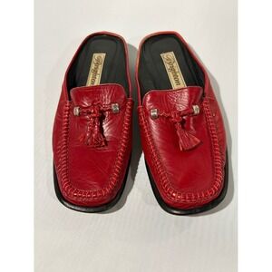 Brighton Red Leather Tassel Slip-On Loafers